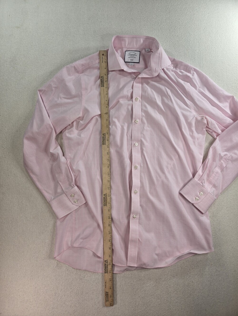 Charles Tyrwhitt Pink Check Slim Fit Dress - Picture 5 of 6